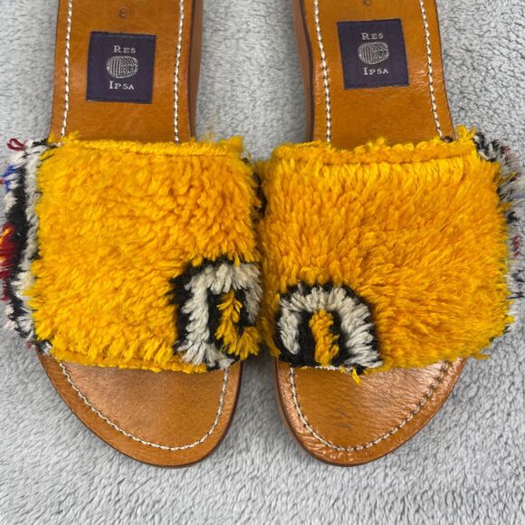 RES IPSA Rug Sandal Womens Slide Sz 8 Yellow Moroccan Comfort Casual Slip On - Picture 8 of 15